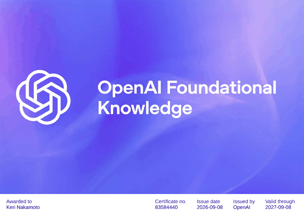 OpenAI Foundational Knowledge — credential for Keri Nakamoto